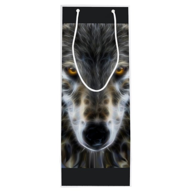 Sac Cadeau Pour Bouteille Portrait inspiré de conception de loup (Dos)