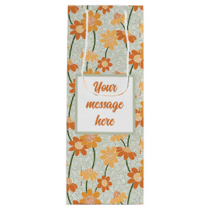 Sac Cadeau Pour Bouteille Pretty retro muted 1970 s flowers