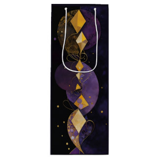 Sac Cadeau Pour Bouteille Purple Abstrait et or