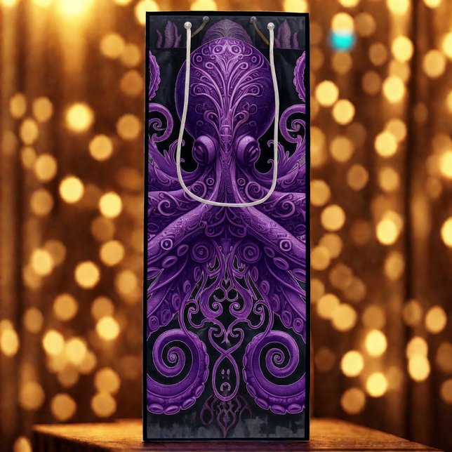 Sac Cadeau Pour Bouteille Purple Octopus Victorian Steampunk Kraken  (Créateur téléchargé)