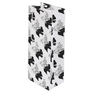 Sac Cadeau Pour Bouteille Rabbit Silhouette main