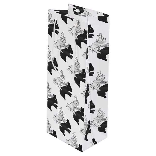 Sac Cadeau Pour Bouteille Rabbit Silhouette main (Devant Angle)