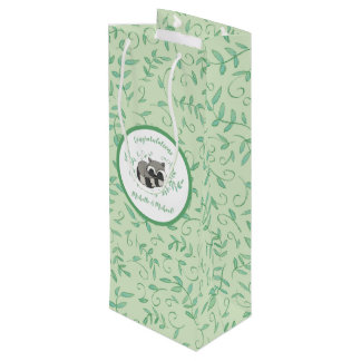 Sac Cadeau Pour Bouteille Raccoon Baby shower Bois Animaux