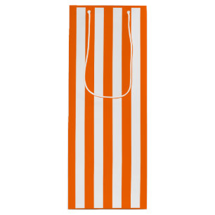 Sac Cadeau Pour Bouteille Rayure orange et blanche