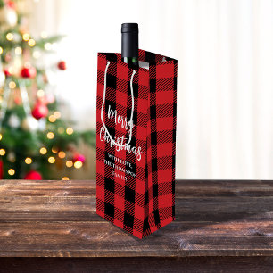 Sac Cadeau Pour Bouteille Red Buffalo Check Joyeux Noël Custom