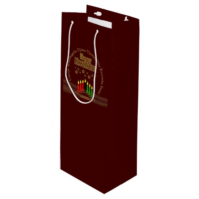 Sac Cadeau Pour Bouteille Respecter les sept principes du joyeux Kwanzaa (Devant Angle)