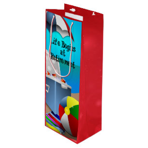 Sac Cadeau Pour Bouteille Retraite - Amusement à la Plage