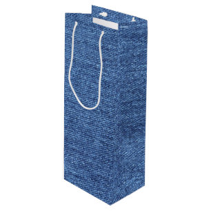 Sac Cadeau Pour Bouteille Revêtement bleu blanc Denim - Regarder l'image