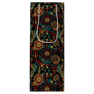 Sac Cadeau Pour Bouteille Riche Turquoise "Motifs inspirés par le patrimoine