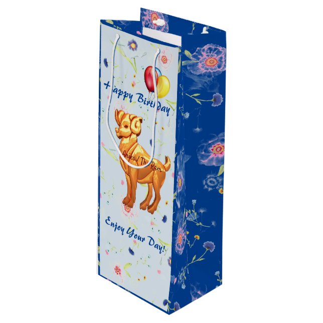 Sac Cadeau Pour Bouteille Sac-cadeau Aries Ram Anniversaire (Devant Angle)