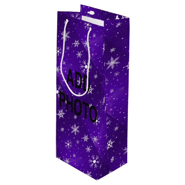 Sac Cadeau Pour Bouteille Sac-cadeau de vin bleu-pourpre blanc (Devant Angle)