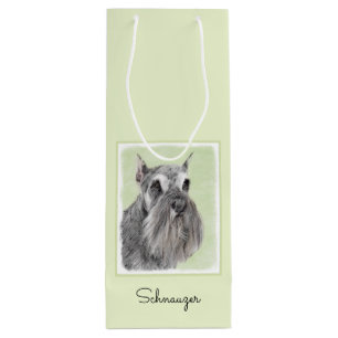 Sac Cadeau Pour Bouteille Schnauzer (Giant, Standard) Peinture - Chien Art
