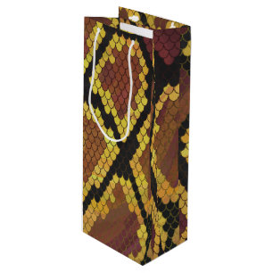 Sac Cadeau Pour Bouteille Serpent Brown et impression or