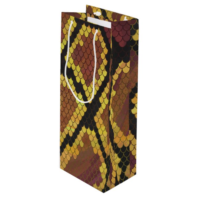 Sac Cadeau Pour Bouteille Serpent Brown et impression or (Devant Angle)