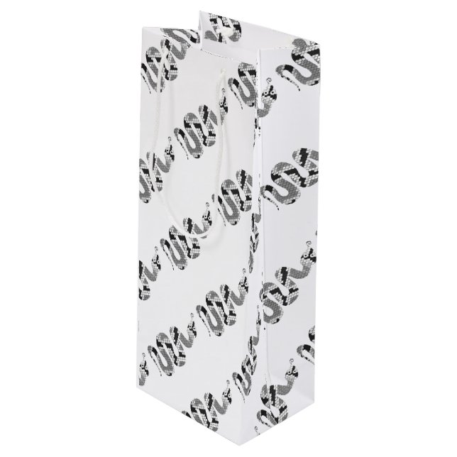 Sac Cadeau Pour Bouteille Serpent gris et silhouette gris clair (Devant Angle)