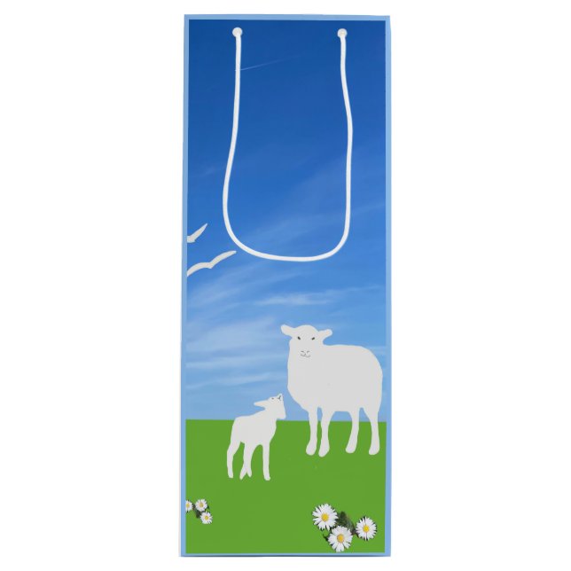 Sac Cadeau Pour Bouteille Sheep and Lamb editable Easter (Devant)