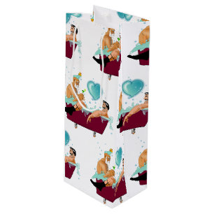Sac Cadeau Pour Bouteille SlipperyJoe's deux gays hommes aiment la baignoire