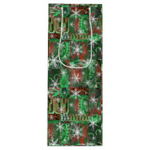 Snowflakes sur Red Green Holiday Wine Bag