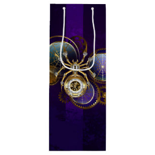 Sac Cadeau Pour Bouteille Spider Steampunk sur Arrière - plan pourpre