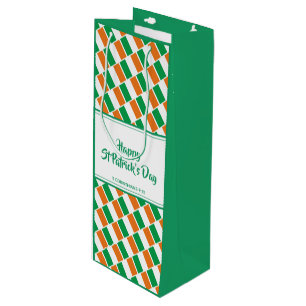 Sac Cadeau Pour Bouteille ST PATRICK'S DAY Christian IRISH FLAG Custom Party
