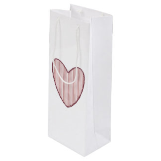 Sac Cadeau Pour Bouteille Striped Heart