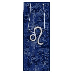 Sac Cadeau Pour Bouteille Symbole Leo Zodiac sur le camouflage numérique ble