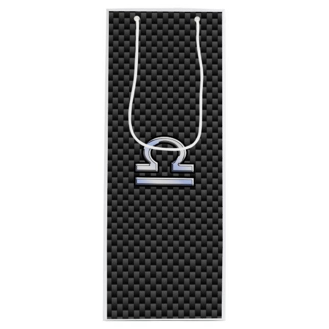 Sac Cadeau Pour Bouteille Symbole zodiaque de la bibliothèque d'argent sur l (Devant)