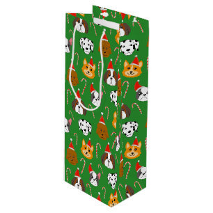Sac Cadeau Pour Bouteille Sympa Chien de Noël Motif