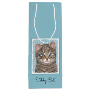 Sac Cadeau Pour Bouteille Tabby Gris Peinture Chat - Cute Original Art Chat