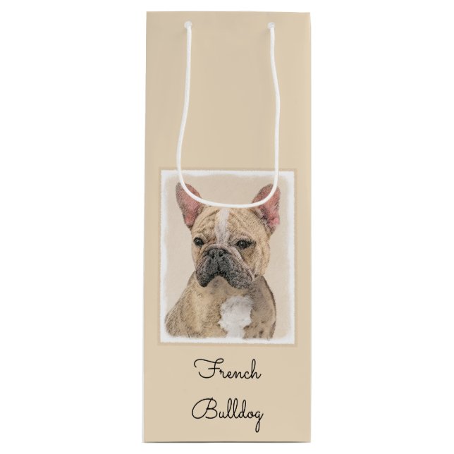 Sac Cadeau Pour Bouteille Tableau Français Bulldog (Sable) - Joli Original D (Devant)