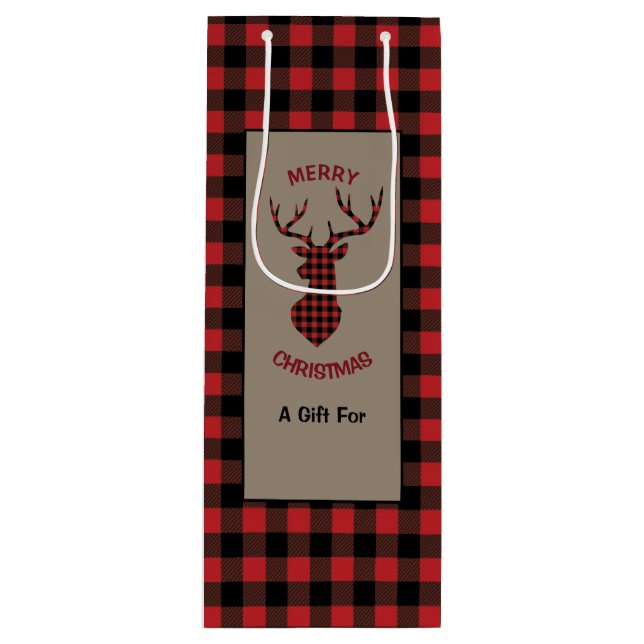 Sac Cadeau Pour Bouteille Tête de cerf de buffle rouge (Devant)
