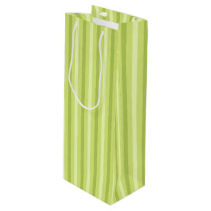 SAC CADEAU POUR BOUTEILLE TONS DE STRIPES VERTES DE LIME