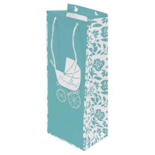 Sac Cadeau Pour Bouteille Transport vintage Baby shower Cute Blue Boy
