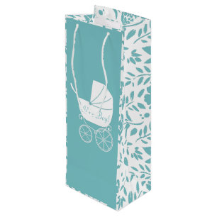 Sac Cadeau Pour Bouteille Transport vintage Baby shower Cute Blue Boy