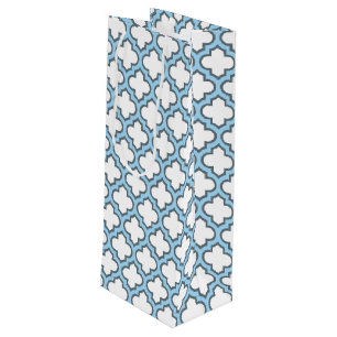 Sac Cadeau Pour Bouteille Trellis bleu blanc et bébé, treillis, Quatrefoil