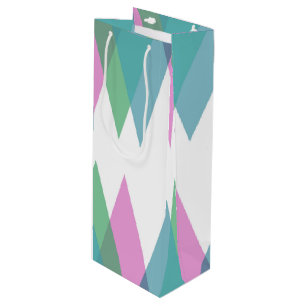Sac Cadeau Pour Bouteille Triangles rose et vert