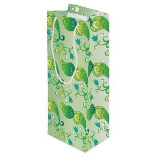 Sac Cadeau Pour Bouteille Tulipe verte Abstraite, modèle floral
