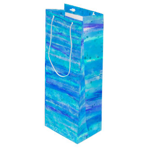 Sac Cadeau Pour Bouteille Vagues Art numérique bleu et violet Abstrait