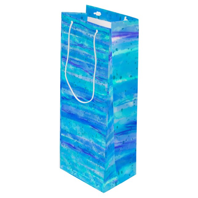 Sac Cadeau Pour Bouteille Vagues Art numérique bleu et violet Abstrait (Devant Angle)