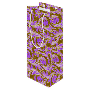 Sac Cadeau Pour Bouteille Vagues métalliques-Purple-Gold-WINE CADEAU