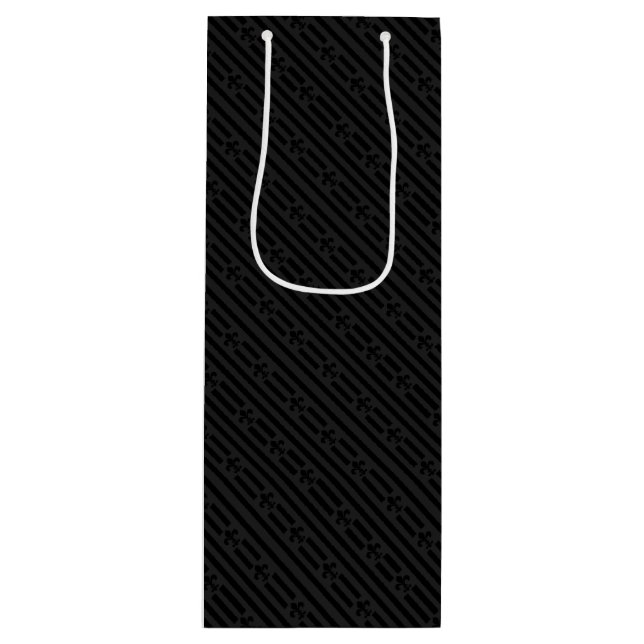 Sac Cadeau Pour Bouteille Velours noir Fleur de Lis (Devant)