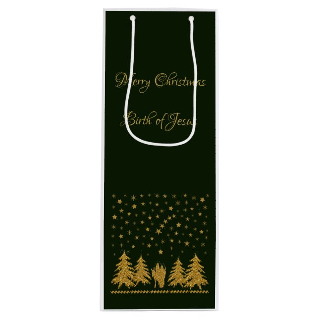 Sac Cadeau Pour Bouteille Vierge religieuse de Noël Marie, Saint Joseph, Jés (Devant)