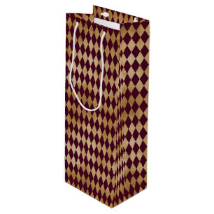 Sac Cadeau Pour Bouteille Vin vintage et Arlequin en or