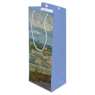 Sac Cadeau Pour Bouteille Vincent Van Gogh Pêche Vintage en fleurs