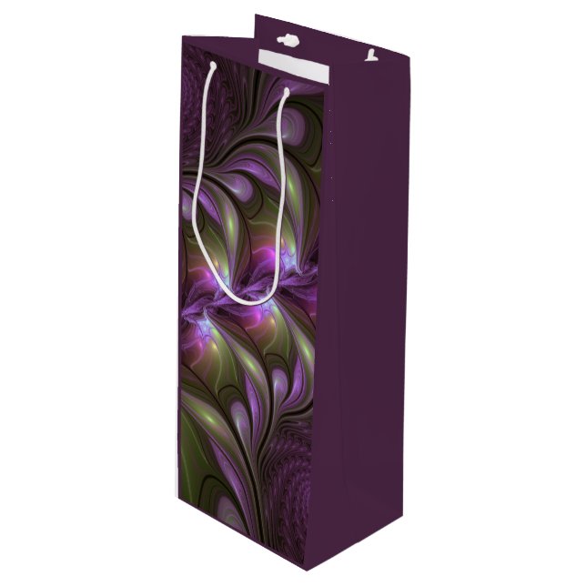 Sac Cadeau Pour Bouteille Violet Abstrait violet violet kaki fractal (Devant Angle)