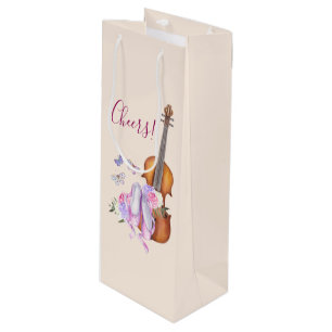 Sac Cadeau Pour Bouteille Violon, Chaussures de Ballet et Papillons Salutent