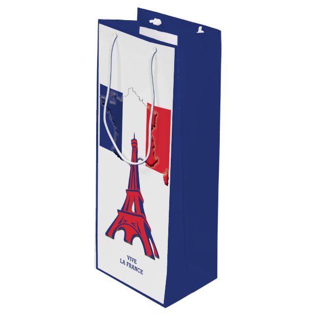Sac Cadeau Pour Bouteille Vive patriotique La FRANCE Paris (Devant Angle)