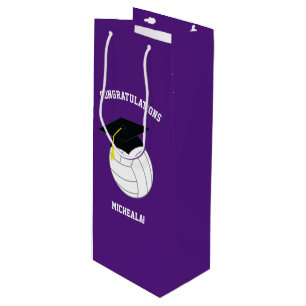 Sac Cadeau Pour Bouteille Volleyball Graduation Sports Purple