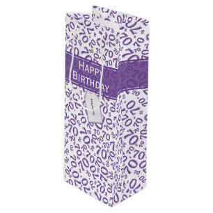 Sac Cadeau Pour Bouteille Votre texte : 70e anniversaire Purple Numéro 70 Mo