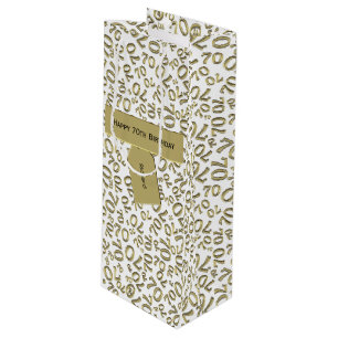 Sac Cadeau Pour Bouteille Votre texte : 70th Birthday Gold Number 70 Motif